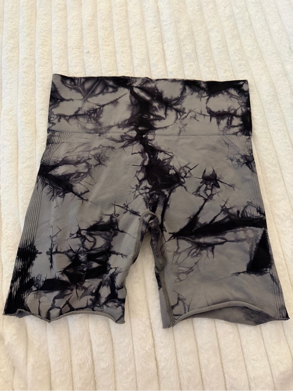 Gymshark Gray and Black Tie-Dye High-Rise Bike Shorts
